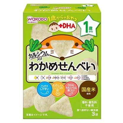 图片 和光堂 - 嬰兒零食 +DHA 海苔仙貝米餅 (1歲或以上) 6g × 3袋