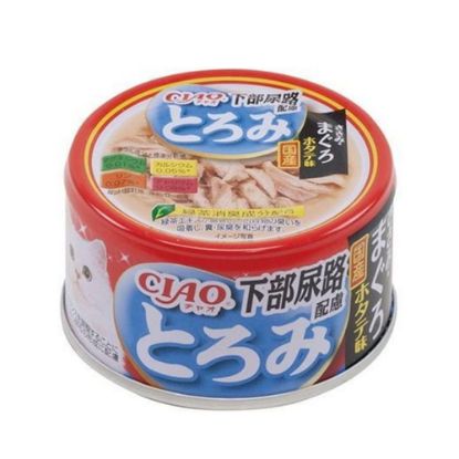 图片 CIAO 日本貓罐頭 とろみ 尿路配合 雞肉金槍魚 80g    蓝罐