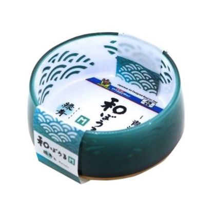 图片 多格漫  日本の伝統文様（青海波）/伝統色「緑青色」   宠物食器   (W)150×(H)150×(D)60(mm)