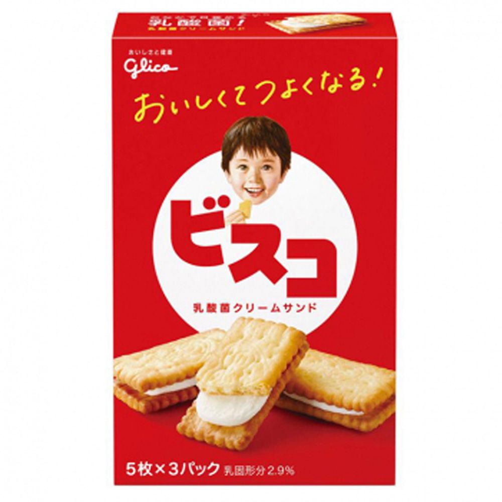 图片 江崎格力高 GLICO BISCO 固力果 幼兒乳酸菌香草夾心餅 5片 X 3包赏味期限2024.07