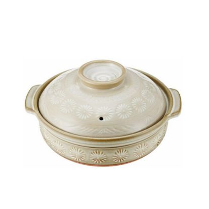 图片 土锅 银峰  花三島 8号   2-3人用　　　25×27.2×14cm