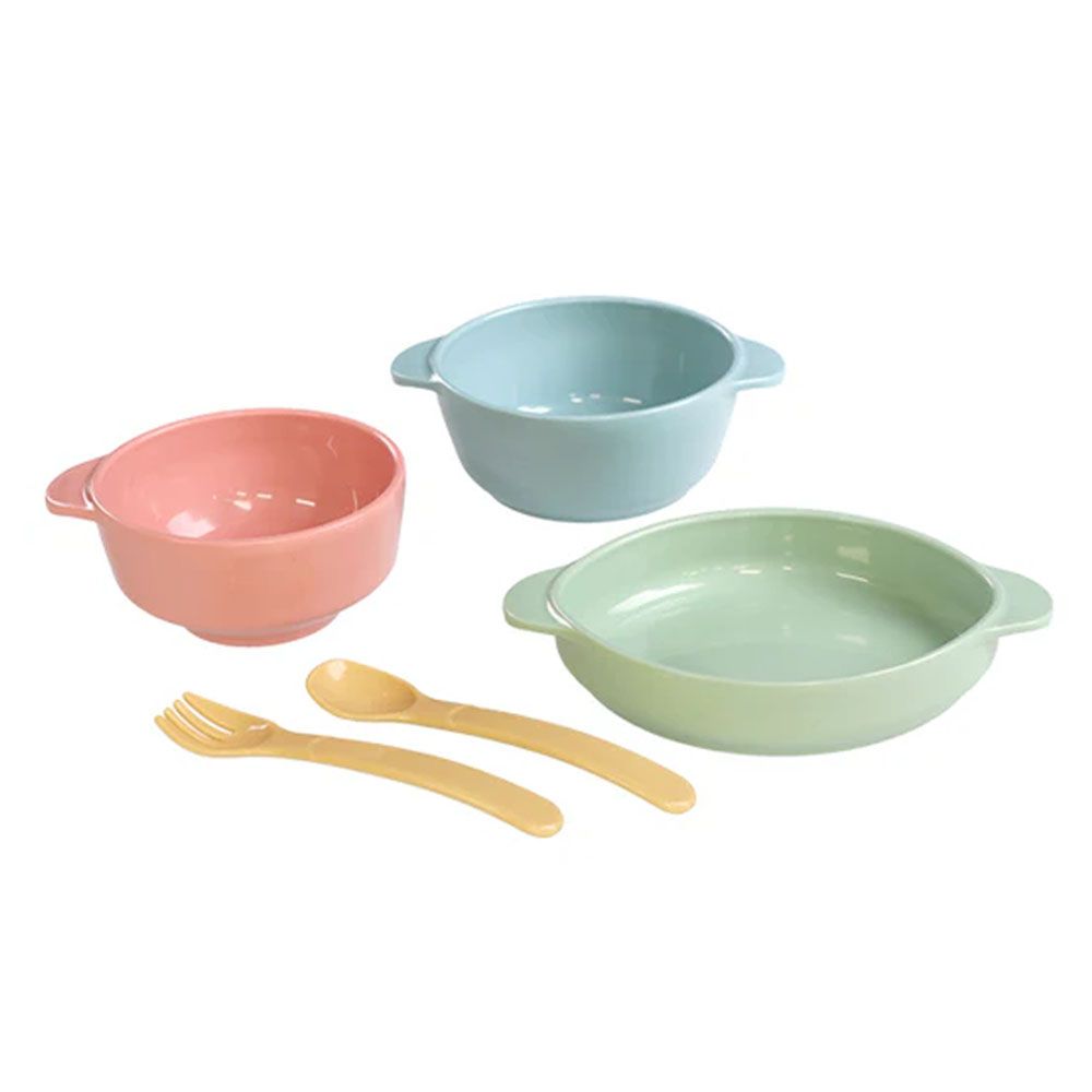 图片 西松屋 抗菌儿童餐具组合宝宝餐具1套5P 