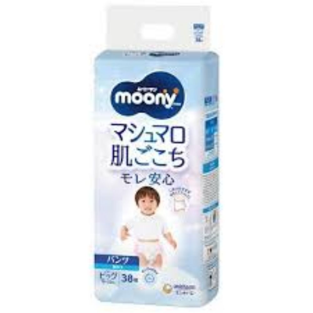 图片 Moonyman 棉花糖亲肤舒适防漏男童大号纸尿裤 (12kg-22kg) (大码 *38 片)4包入